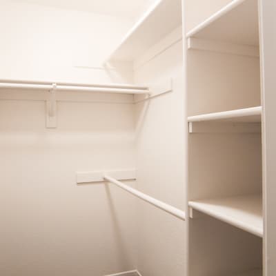 A closet with shelving in a home at Chollas Heights in San Diego, California