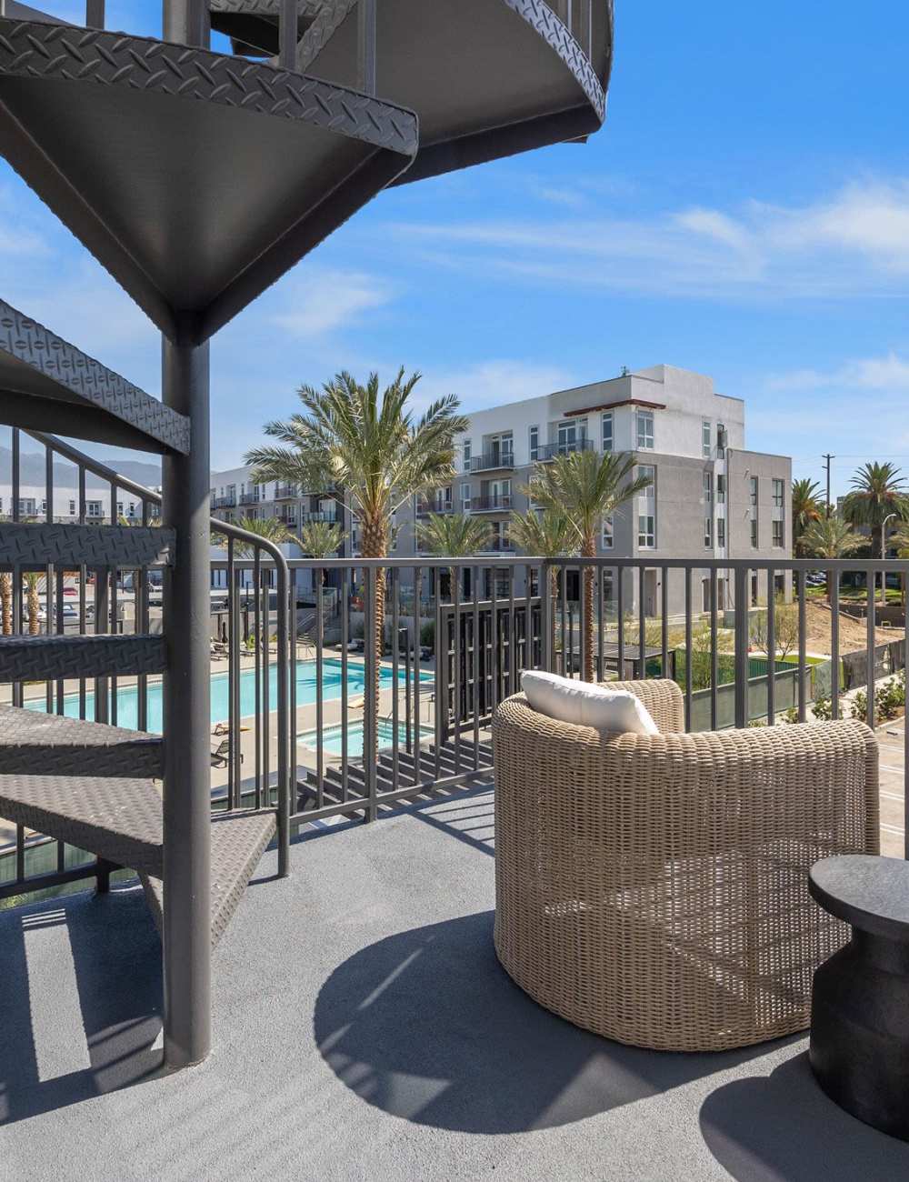 Balcony seating at Haven and Arrow in Rancho Cucamonga, California