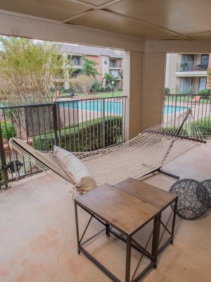 Private patio at Copperfield Apartments in Oklahoma City, Oklahoma