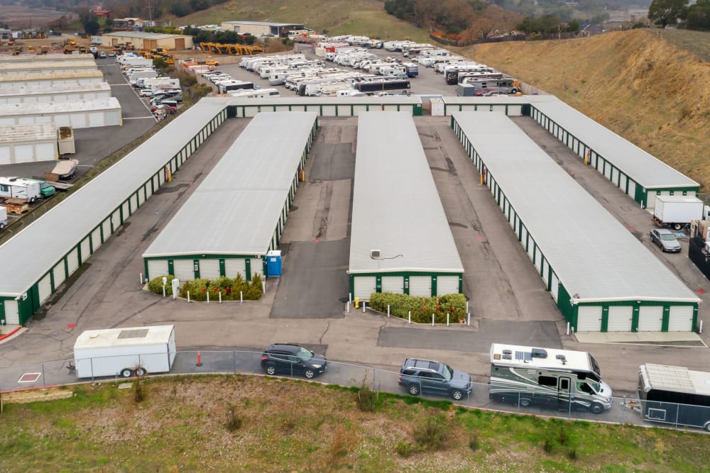 Aerial view of self storage units at Storage Star Novato in Novato, California