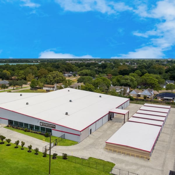 An aerial view of StorQuest Economy Self Storage in Texas City, Texas