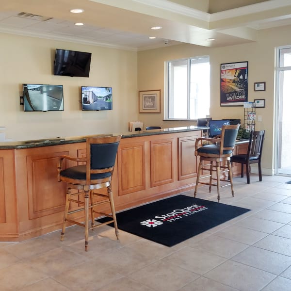Interior of the leasing office at StorQuest Self Storage in Seattle, Washington
