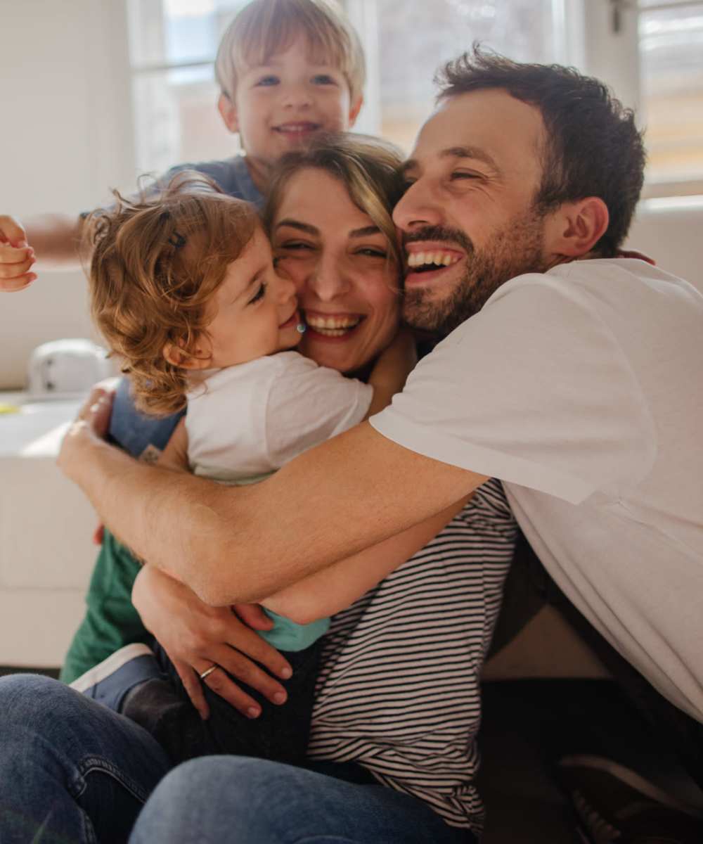 Happy family at The Hardison in Salt Lake City, Utah     