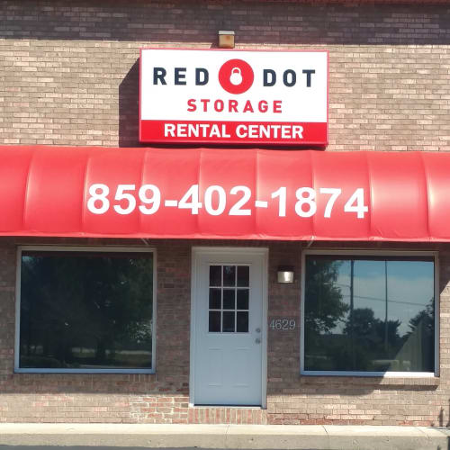 The entrance to the rental center at Red Dot Storage in Winchester, Kentucky