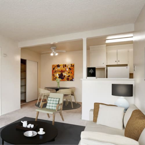 Comfortable living room at Coronado Apartments in Fremont, California