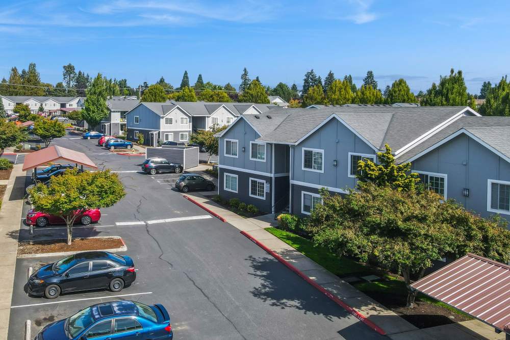 Drone shot of The Addison Apartments in Vancouver, Washington