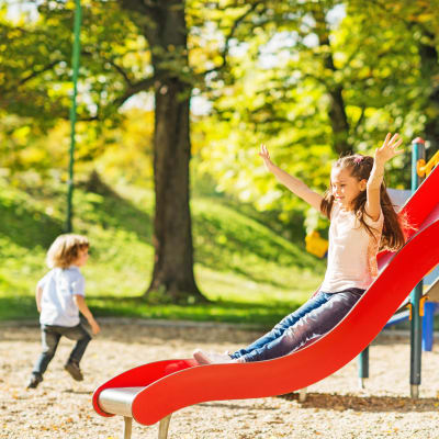 Children playing at a playground at Coleville in Coleville, California