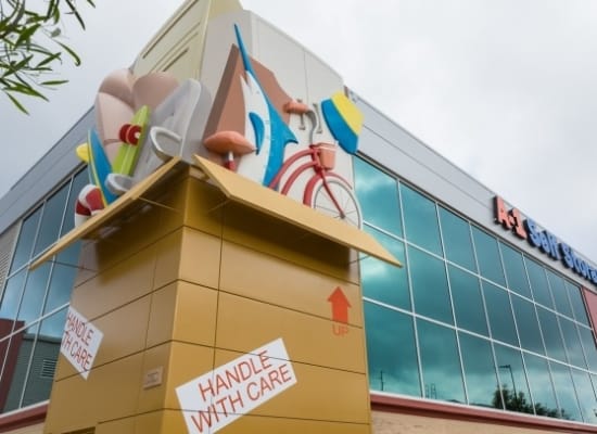 Architectural artwork at the front office of A-1 Self Storage in San Diego, California