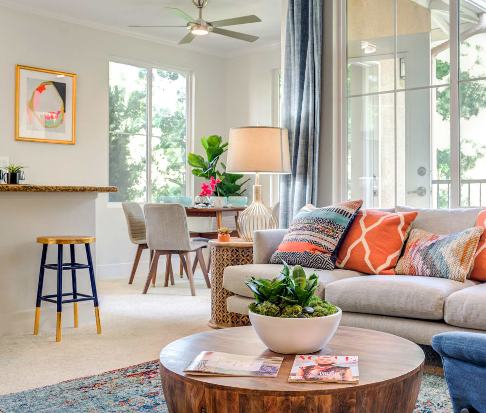 Spacious and modern open-concept floor plan in a model home at Sofi Shadowridge in Vista, California