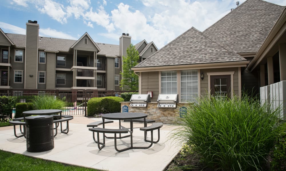 Outdoor patio at Crown Chase Apartments in Wichita, Kansas