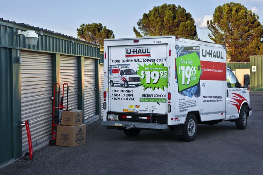 Moving truck at Cottonwood Discount Storage in Cottonwood, Arizona.