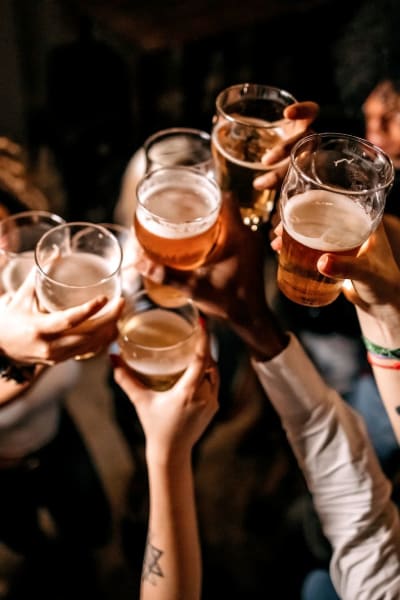 Residents raise a toast near Highland Gardens, Mountain View, California