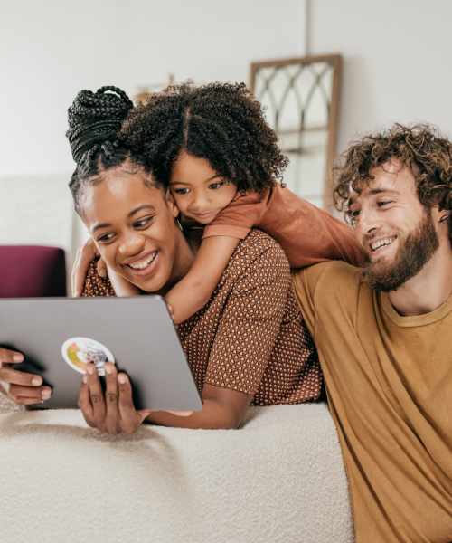 Happy resident family at Mill Creek Apartments in Cross Plains, Wisconsin
