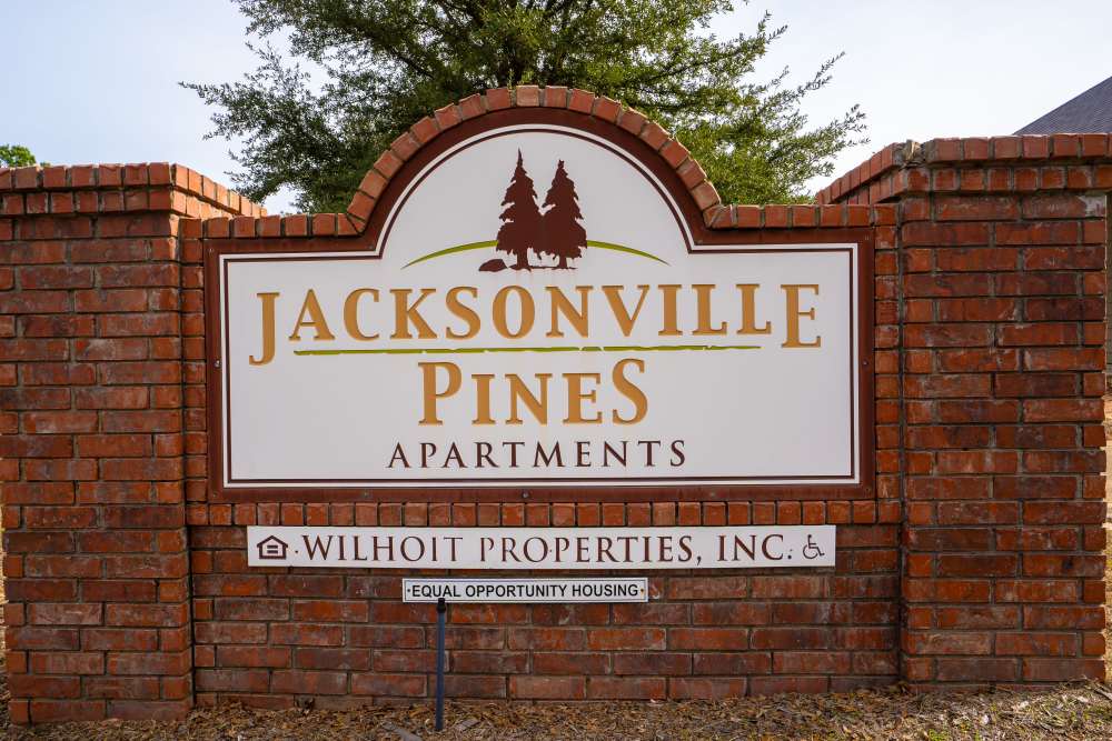 Property signage at Jacksonville Pines in Jacksonville, Texas
