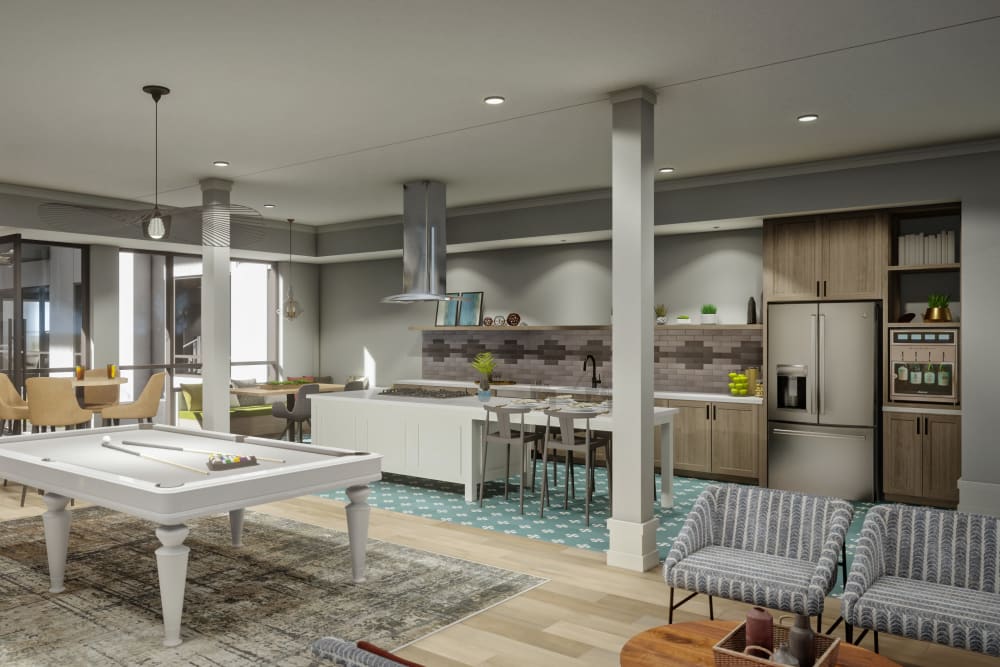 Residents enjoying their brand new spacious living room at The Astor at Osborn in Phoenix, Arizona