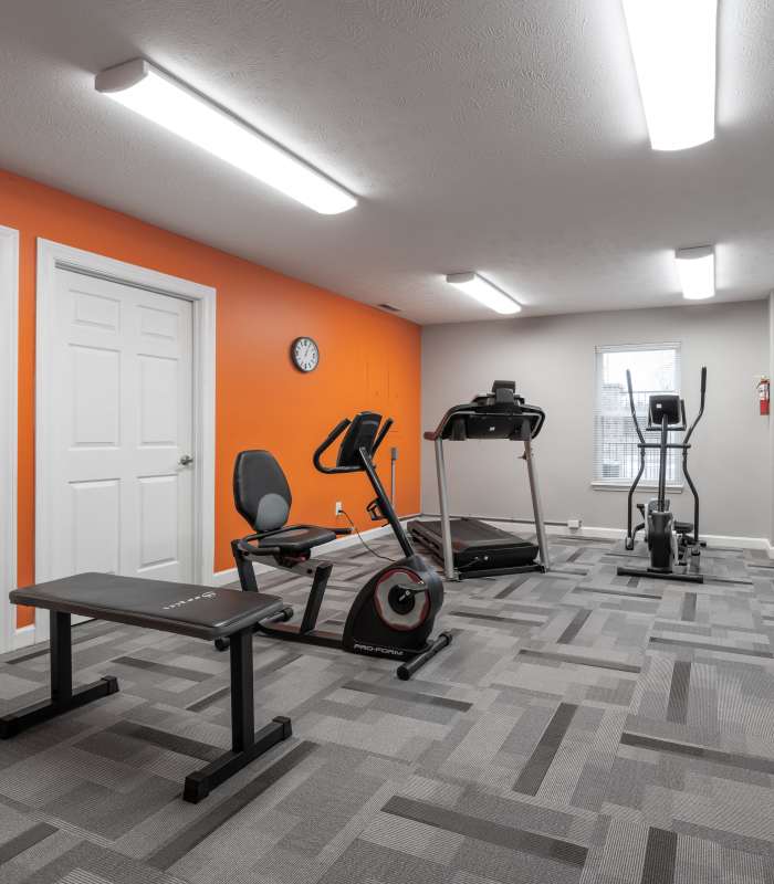 Well-equipped fitness center at Spring Lake Apartments in Granger, Indiana