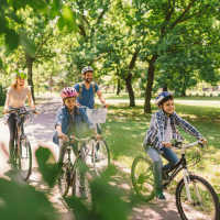 Family cycling at Evergreen Mills 50 in Orlando, Florida