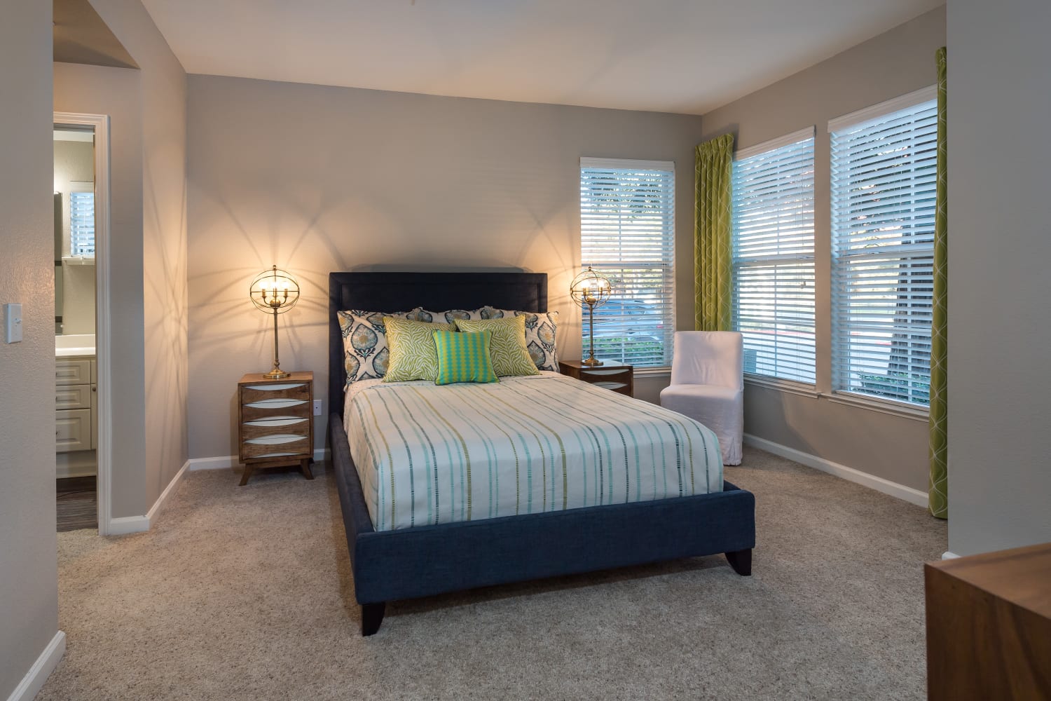 Master bedroom at Nantucket Apartments in Santa Clara, California