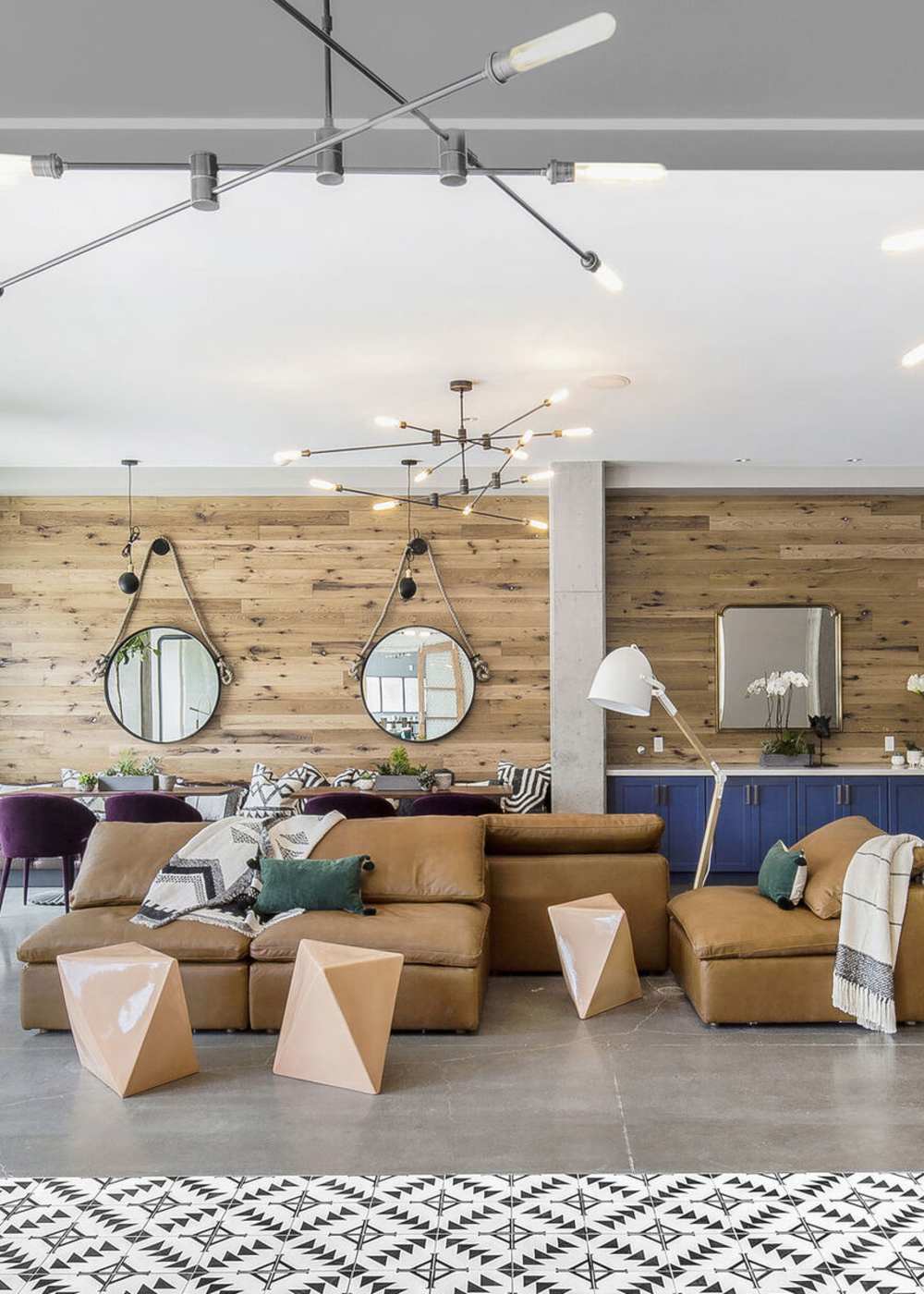 Resident lounge at The Moran in Oakland, California