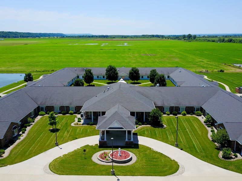 Aerial view on a sunny day at Garden Place Columbia in Columbia, Illinois. 