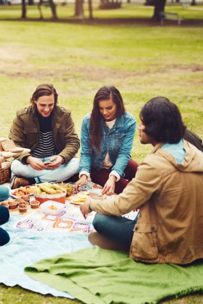 Residents having a picnic near Campbell Flats Apartments in Springfield, Missouri