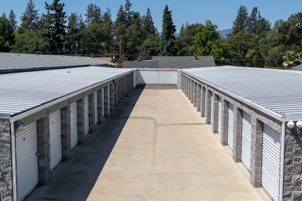 Aerial view of outdoor storage at BuxBear Storage Oak Grove in Medford, Oregon