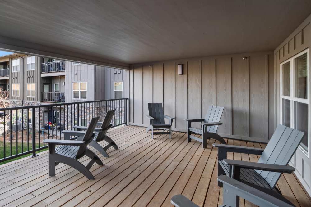Spacious balcony with seating area at Villas At Mesa Ridge in Fountain,Colorado