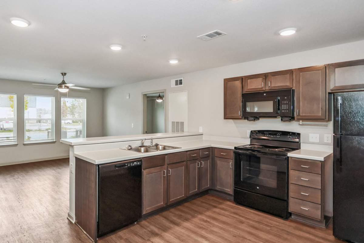 A beautiful kitchen room at Flats at Mount Zion in Stockbridge, Georgia