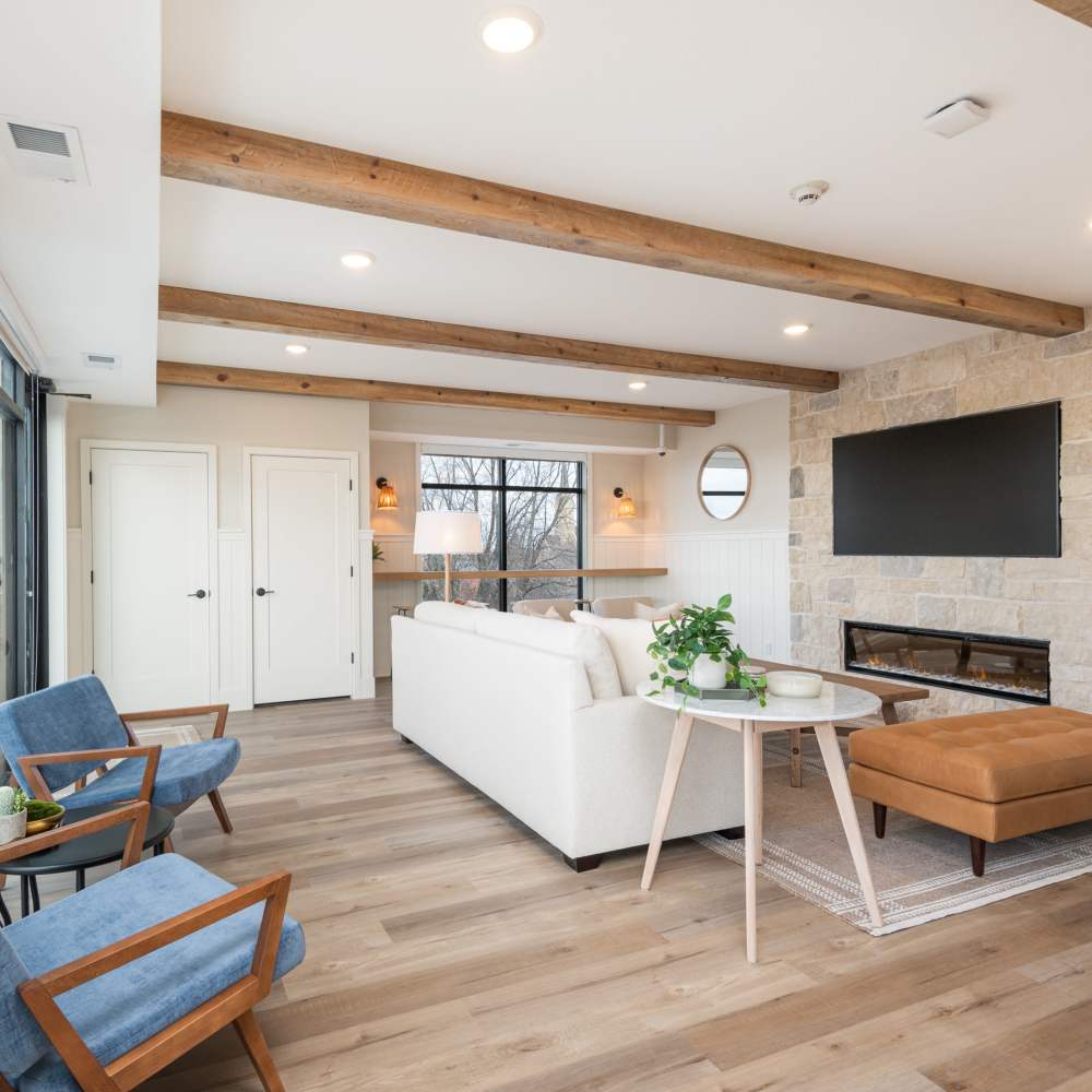 Modern living area at The Uptown Apartments in Waconia, Minnesota