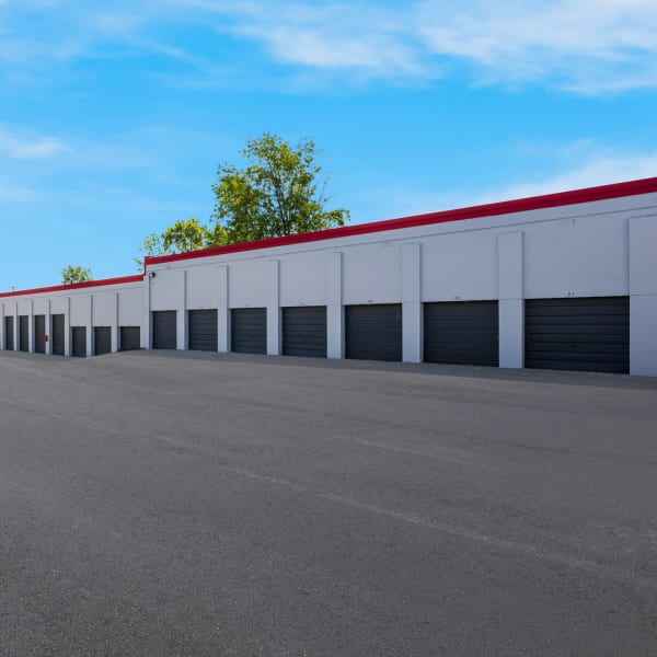Outdoor storage units at StorQuest Economy Self Storage in Centerville, Ohio