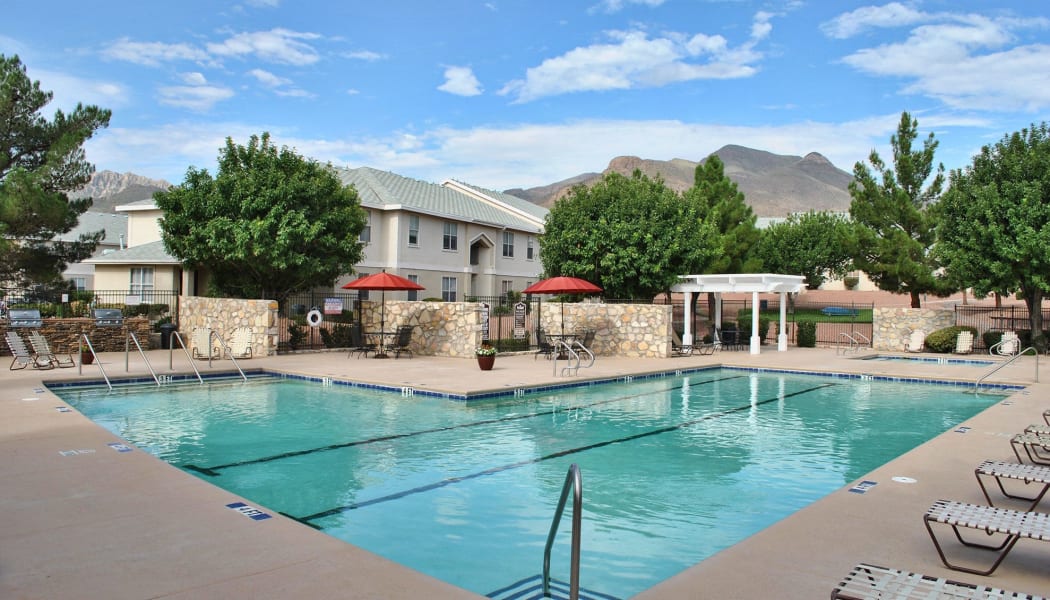 A great view of the pool at The Patriot Apartments in El Paso, TX