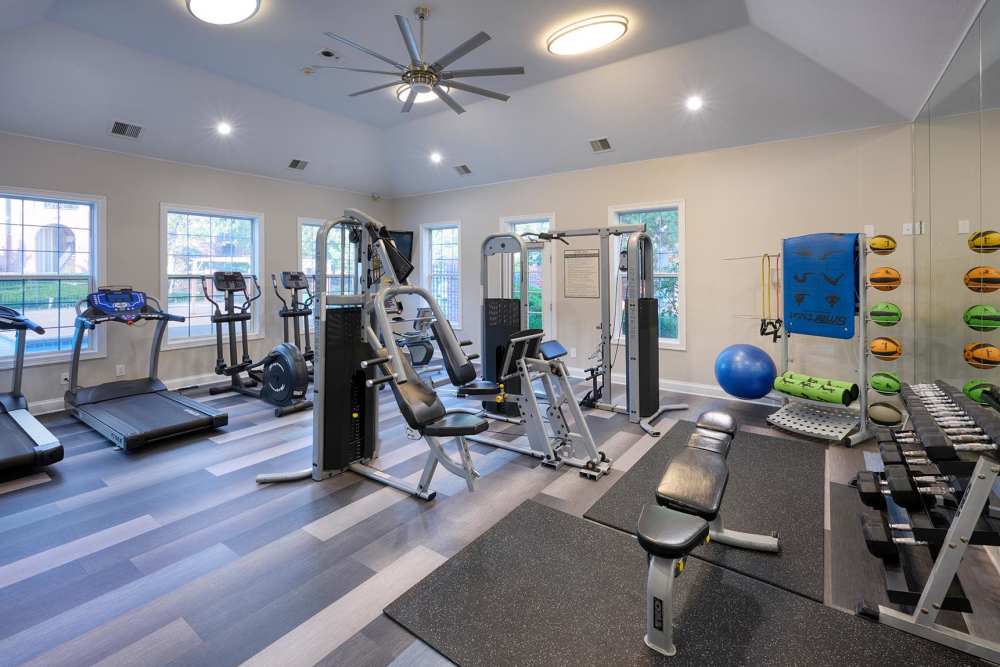 Fitness center at Skyecrest Apartments in Lakewood, Colorado
