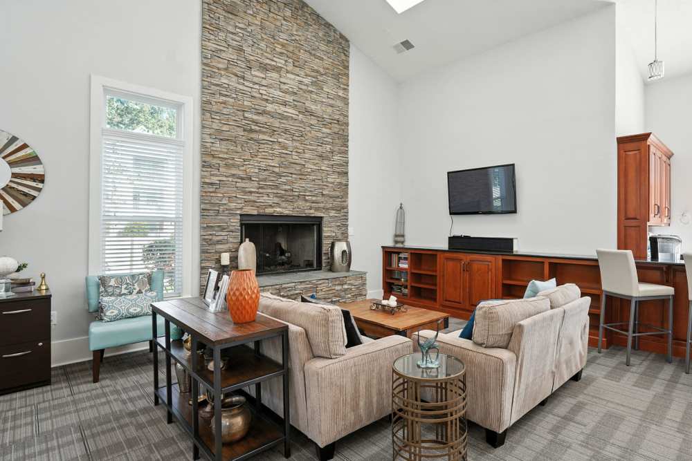 Clubhouse with seating space at Monmouth Woods in King George,Virginia