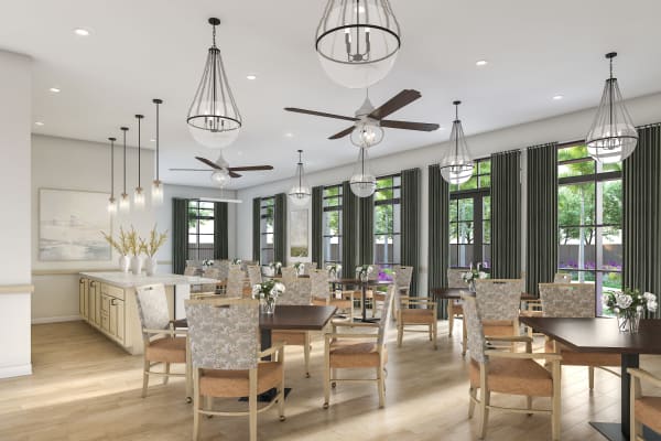 Communal dining area at Anthology of Boynton Beach in Boynton Beach, Florida