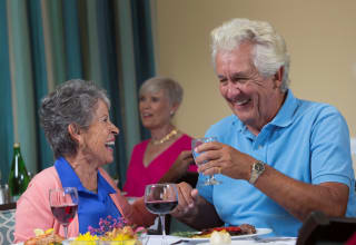 Residents enjoying a meal at Discovery Commons At College Park in Indianapolis, Indiana