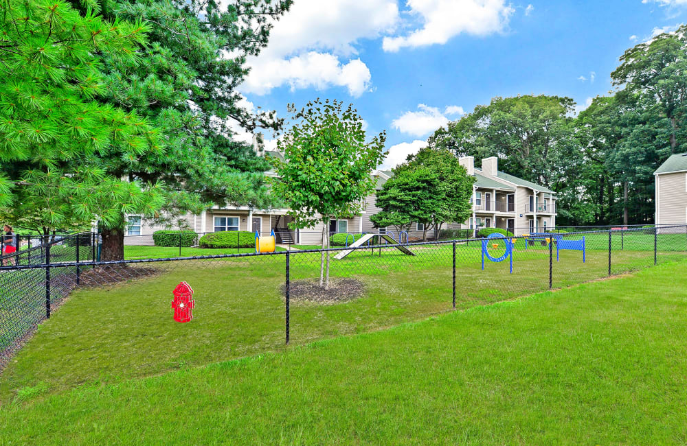 Fenced dog park at The Greens at Westgate Apartment Homes in York, Pennsylvania