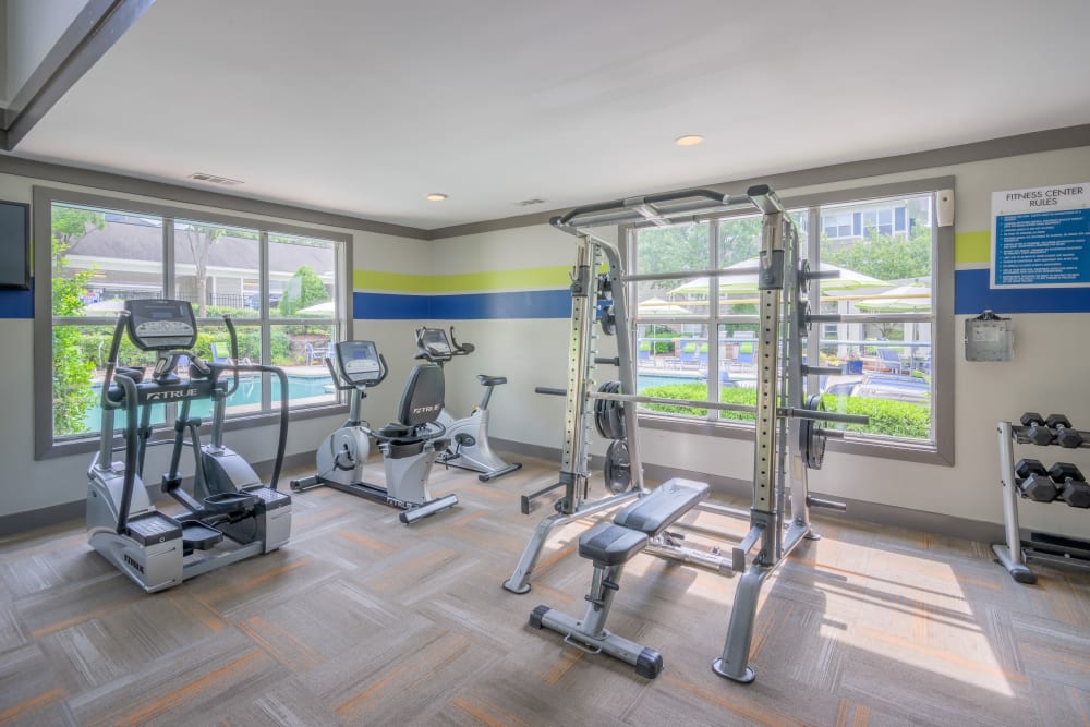 Spacious and well-equipped fitness center at The Mark in Raleigh, North Carolina