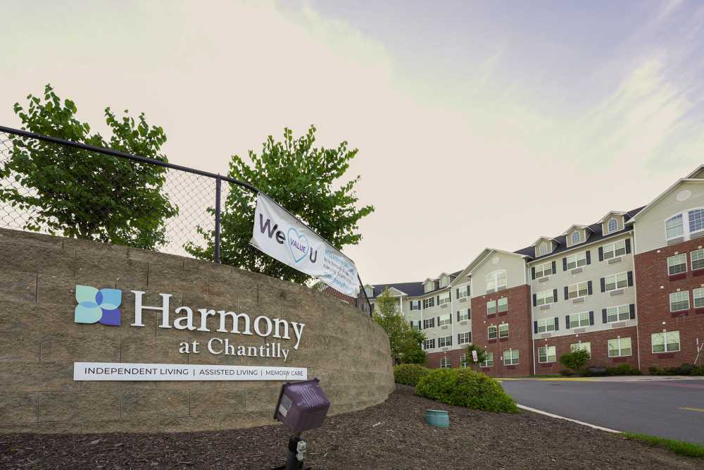 Signboard at entrance at Harmony at Chantilly in Herndon, Virginia