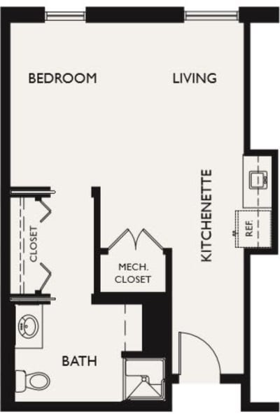 Plan J floor plans at The Inn at Greenwood Village in Greenwood Village, Colorado