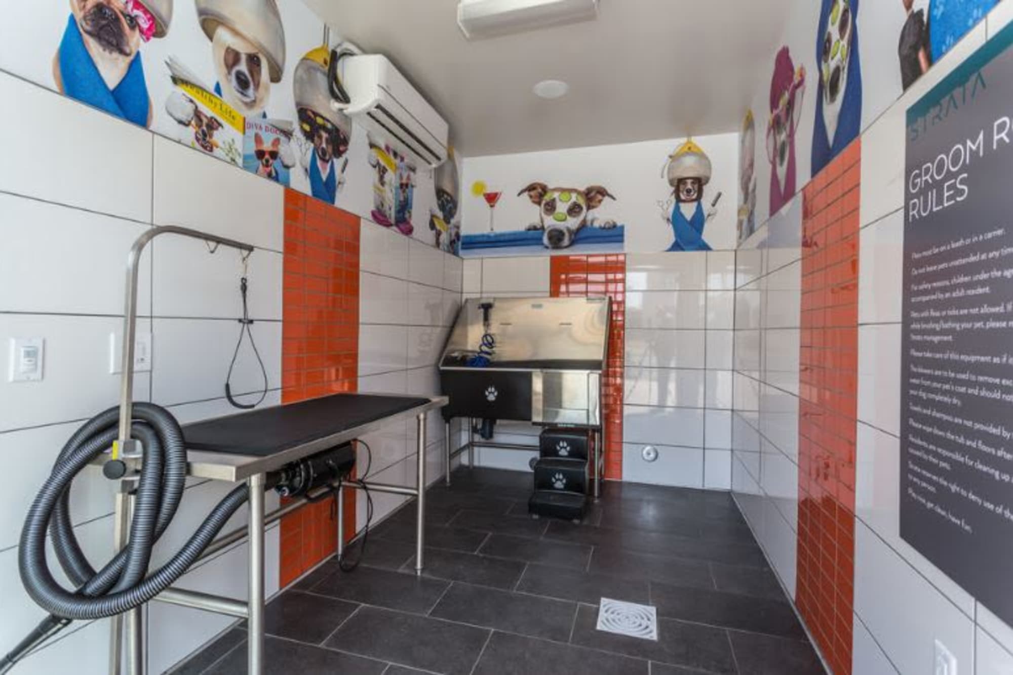 Keep your pet's paws clean in the Groom Room at Strata Apartments in Denver, Colorado