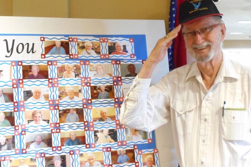 A Veteran resident at Merrill Gardens at Gilroy in Gilroy, California. 