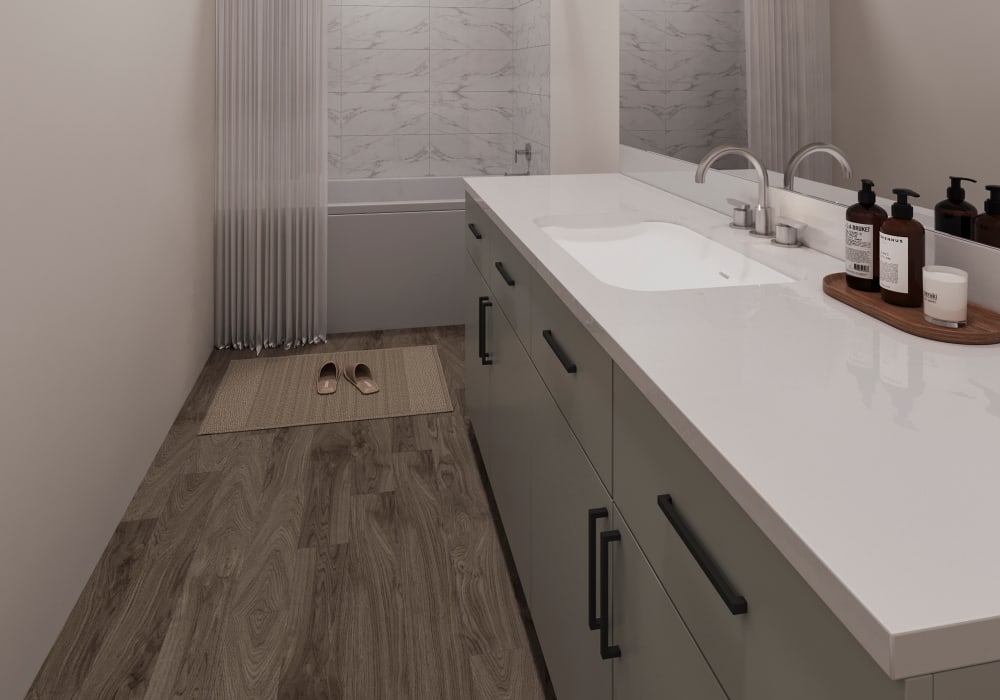 Bright bathroom at Silo Creek Apartments in Lafayette, Louisiana