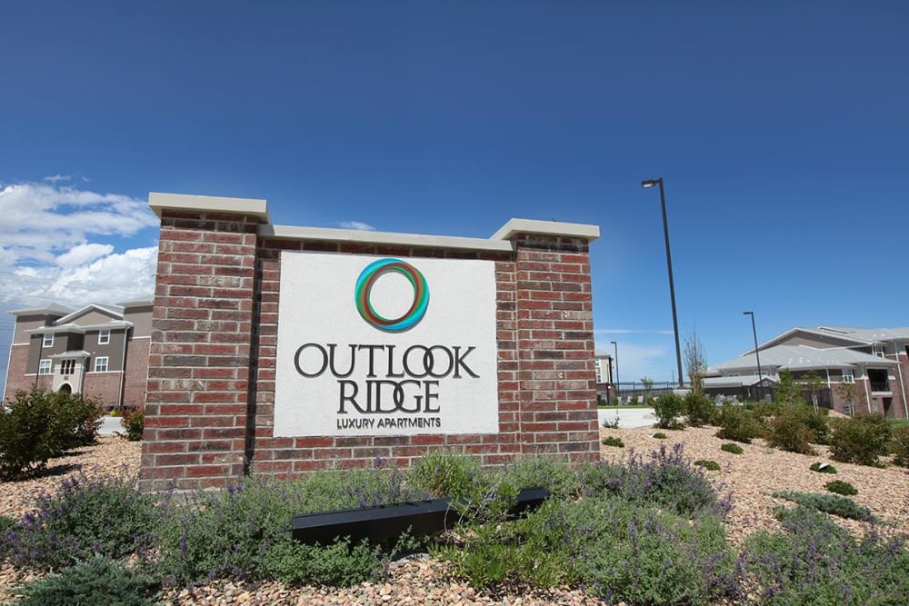 Welcome sign at Outlook Ridge in Pueblo, Colorado