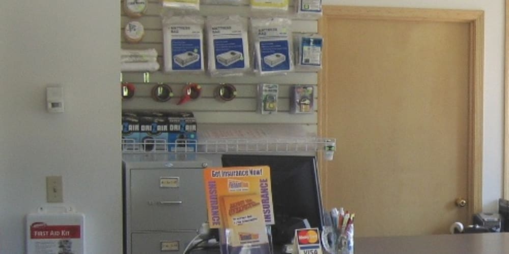 Packing supplies for sale at the front desk at Parkside Mini Storage and RV in Beaverton, Oregon