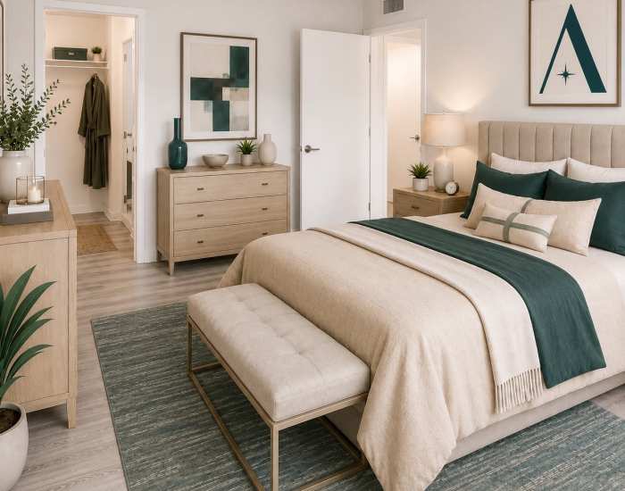 Cozy bedroom at Pinnacle at Afton in Richmond, Virginia