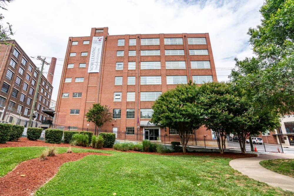 Exterior of the building at The Gallery Lofts in Winston Salem, North Carolina
