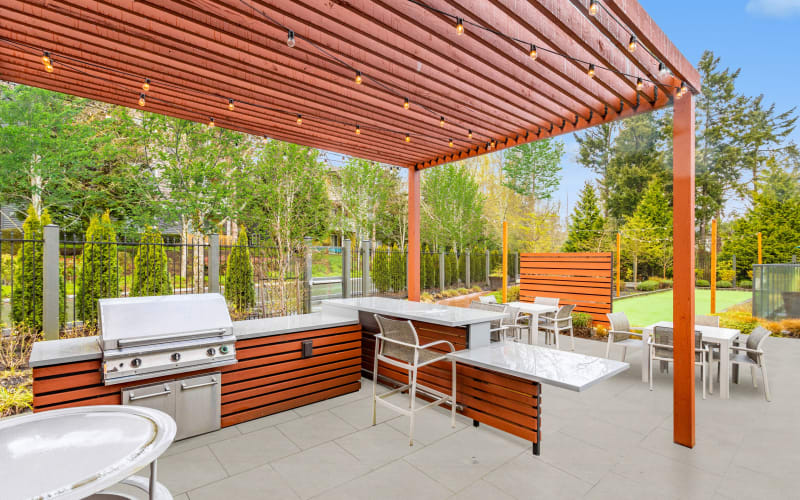 Covered outdoor grilling area at Brookside Village in Auburn, Washington