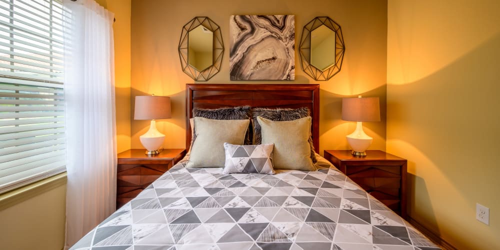 Guest bedroom at Pecan Springs Apartments in San Antonio, Texas