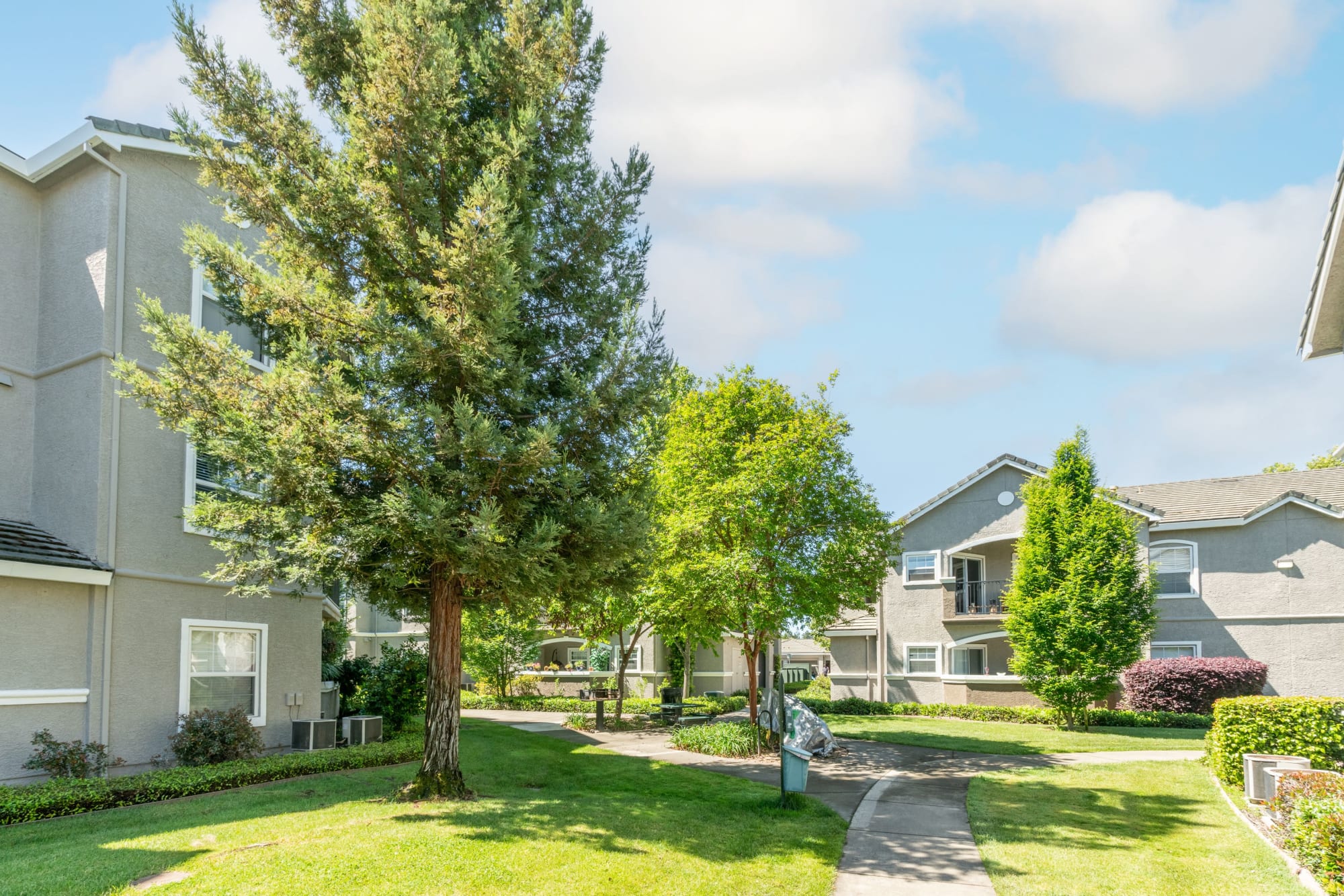 Exterior Building View, Newly Painted at Hawthorn Village Apartments in Napa, California