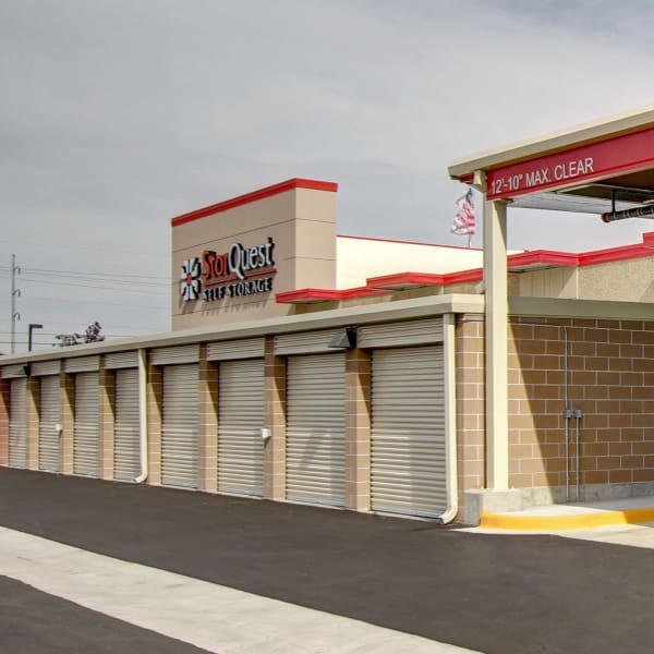 Climate-controlled exterior units at StorQuest Self Storage in Denver, Colorado